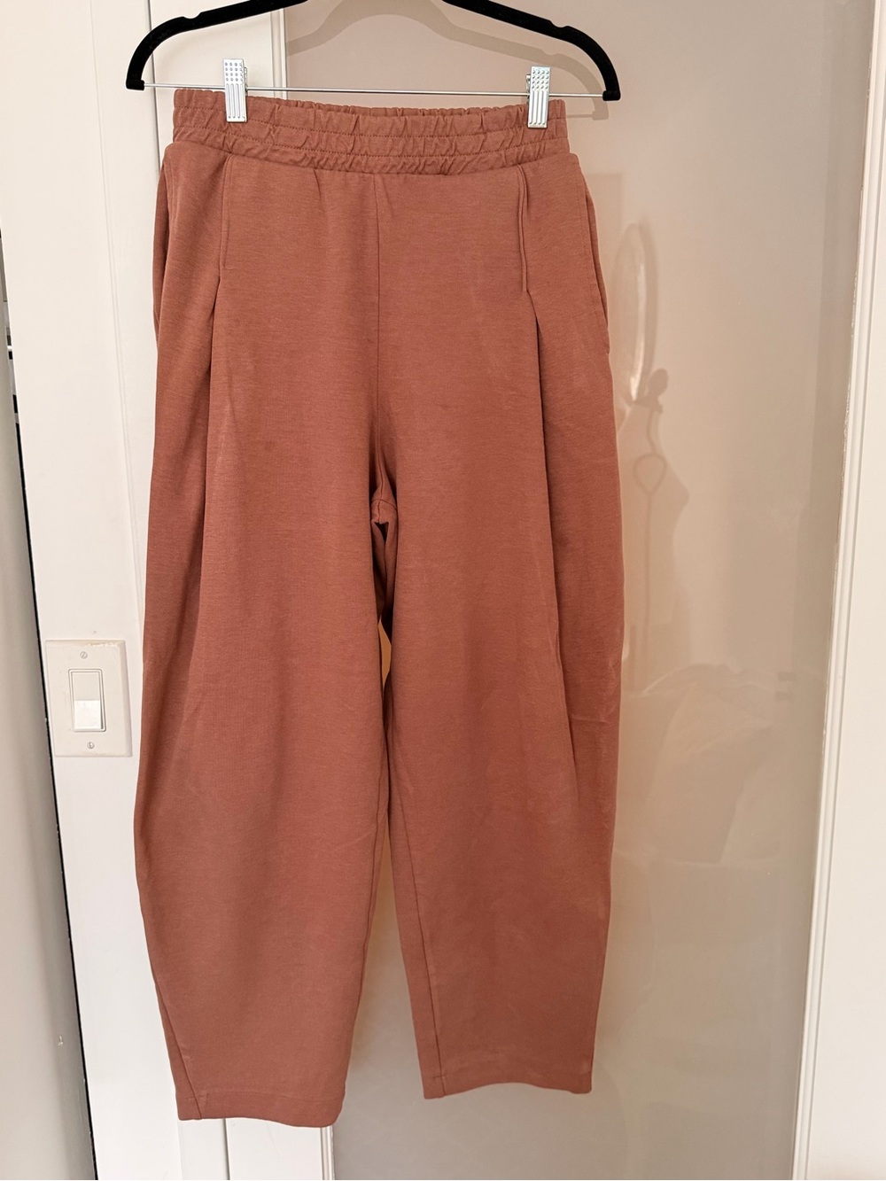 Rust-Tone Elastic Waist Balloon Jogger Pants